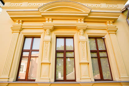 an old building after reconstruction and painting.