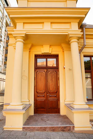 the wooden door in retro style. restoration and reconstruction of furniture.の写真素材