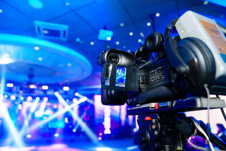 broadcast video camera with rechargeable battery to show on large screens.の写真素材