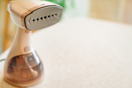 portable hand steamer for clothes. steam for ironing clothes.の写真素材