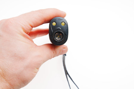 Ultrasonic dog repeller for protection and training on a white background.の写真素材