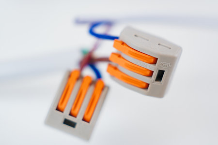 Quick-release terminals. Modern connection of electrical appliances.