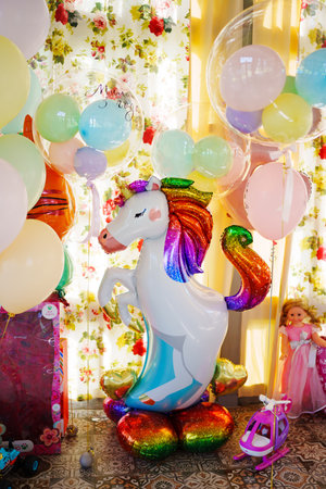 Aerodesign. Decorating a childrens party with balloonsの写真素材