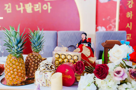 the festive table for the Korean celebration of the sixtieth anniversary
