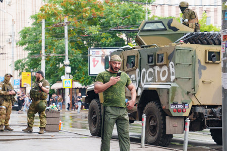 the streets of during the attempted military coup in Rostov-on-Don Russia.