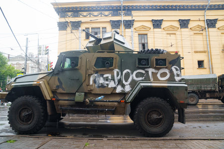 the streets of during the attempted military coup in Rostov-on-Don Russia.