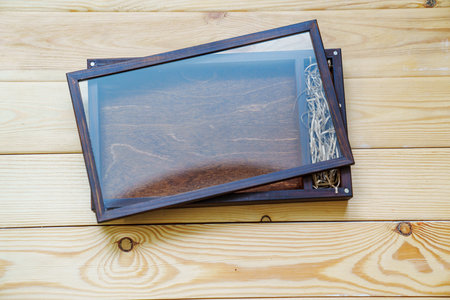 Wooden box with glass lid to give beautiful photos.