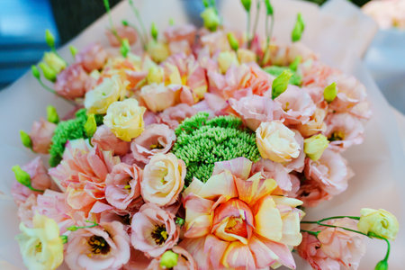 Large and beautiful bouquet of pink flowers.の写真素材