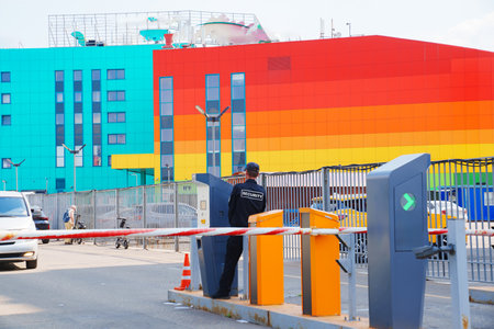 The security guard at the barrier of a closed area