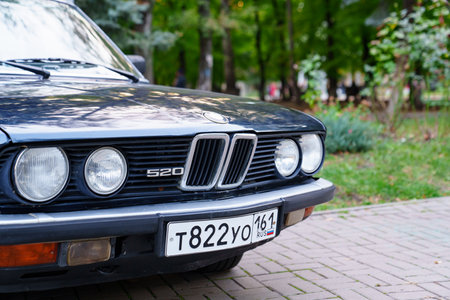vintage BMW car at a vintage car exhibition. Classic reliable cars.のeditorial素材