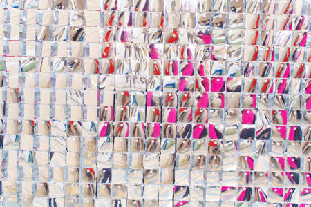 A wall with silver sequins to decorate the interior.の写真素材