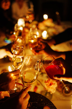 Cheers and celebration at a festive gathering with drinks
