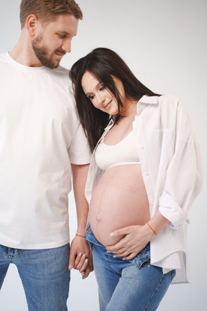 Expecting parents share a joyful moment together