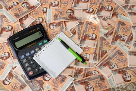 100 Cambodia Real bills background. Concept accountingの写真素材