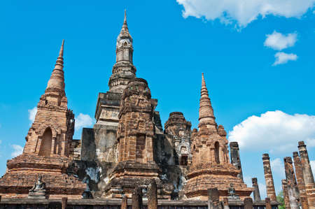 Wat Mahathat temple from Sukhothai of Thailand.の写真素材