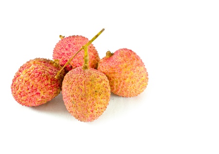 Closeup of  lychees on white backgroundの写真素材