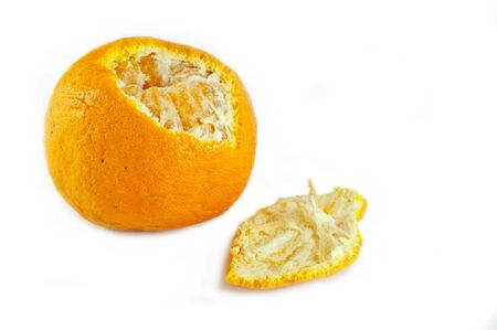 Ripe orange isolated on white backgroundの写真素材