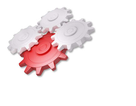 red gear and white gear 3d rendering conceptの写真素材