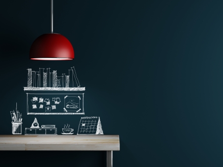 Lamp of interior decoration and sketch accessory on wall の写真素材