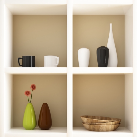 Object on white shelf decorationsの写真素材