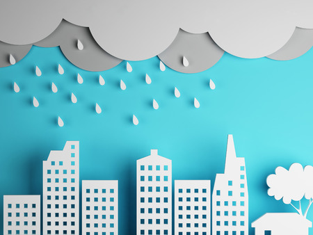 city and clouds with rainの写真素材