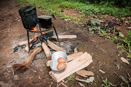 cooking style of adventure travelの写真素材