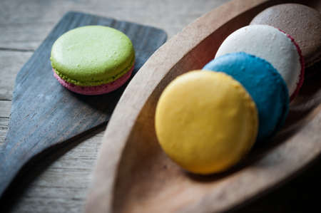 macaron on ladle and bowlの写真素材