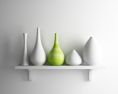 vase ceramic and white shelfの写真素材