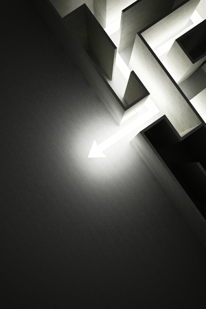 light arrow out of labyrinth business conceptの写真素材