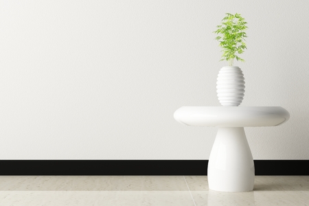 white table and white vaseの写真素材