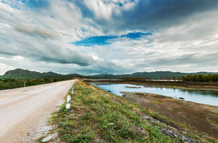 soil road and march landscapeの写真素材