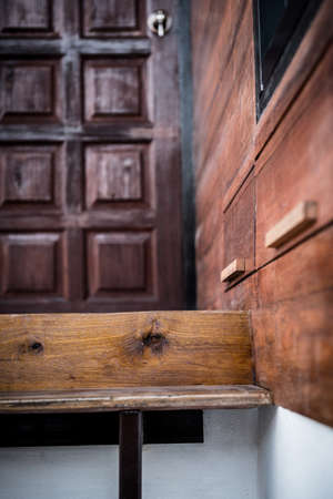 closeup of wood stair designの写真素材