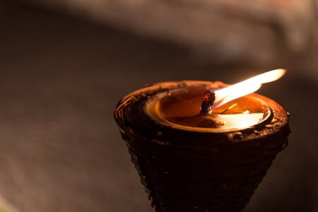 Closeup of candle lightの写真素材
