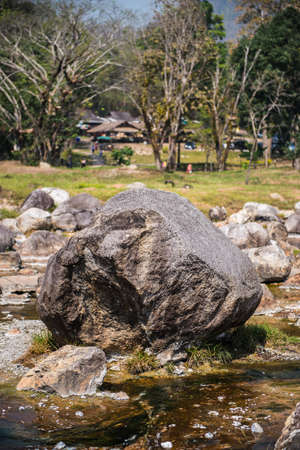 Chaeson hot spring pond landscape, Lampang province, Thailand.の写真素材