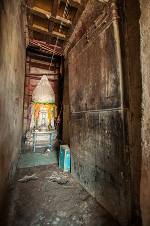 Closeup of pagoda in religious building, Sri Satchanalai Historical Park, Sukhothai,Thailandの写真素材