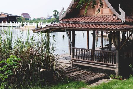 reception area of thai home style designの写真素材