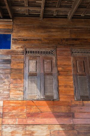 old wood window of thai home style designの写真素材