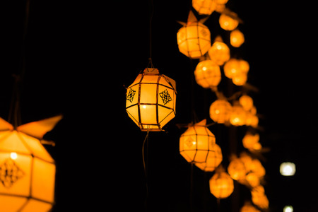 Closeup of Lamp Design, Decoration for Yee Peng Festivalの写真素材