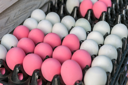 Closeup of egg stackの写真素材