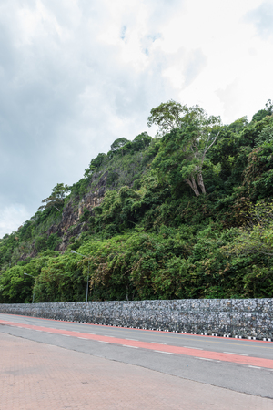 Lane of asphalt road with the mountain landscapeの写真素材