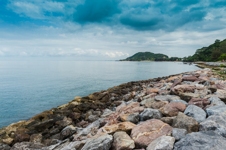 Landscape of rock beach and sea, Nang Phaya hill scenic pointの写真素材