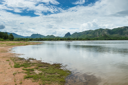 Landscape of lake with mountainの写真素材