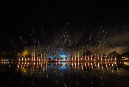 Beautiful of firework festival from Sukhothai history park