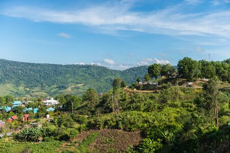 Landscape of town on the mountainの写真素材