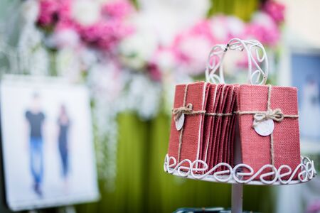 Closeup of small book for gift in wedding ceremonyの写真素材