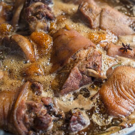 Food style of meat pork stewed closeupの写真素材