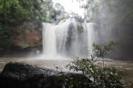 Landscape of Haew Suwat Waterfall, Khao Yai National Park, Thailandの写真素材