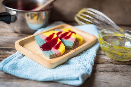 Closeup of fruit cake organic healthy eating styleの写真素材