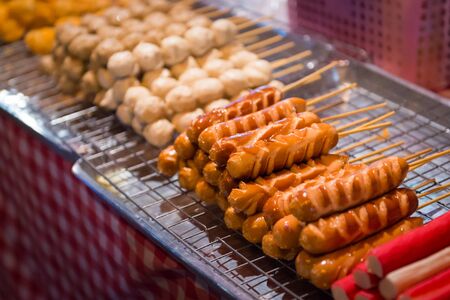 Closeup of snack food in a marketの写真素材
