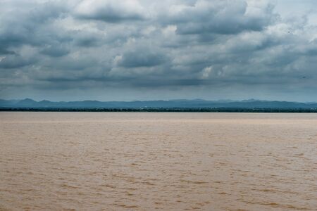 Landscape of lake with clouds sky